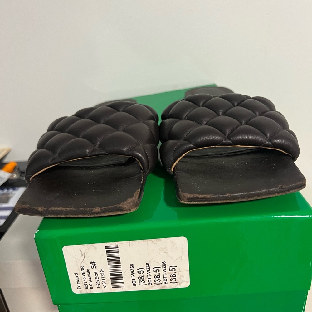 Bottega Veneta Black Quilted Slide Sandals